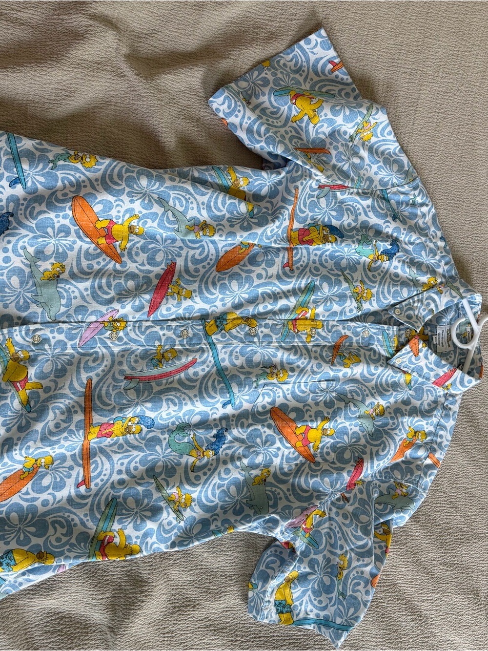 reyn spooner Light Blue Hawaiian Surf Print Button-Up Shirt
